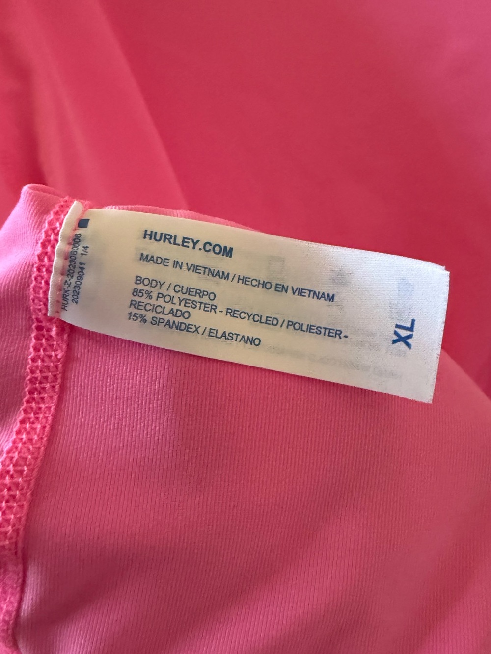 Hurley Women’s Pink Rash Guard Swim Top XL UPF - Picture 6 of 6